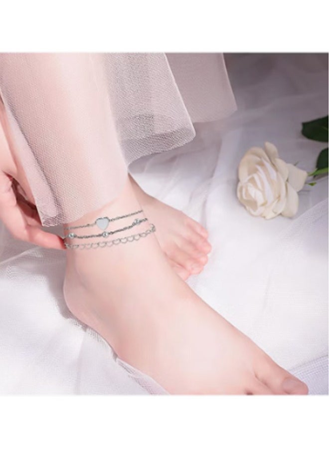 Ant - 2-Piece Women Heart Anklet, Adjustable Ankle Bracelets for Teen Girls, Foot Chain Jewelry - Image 1