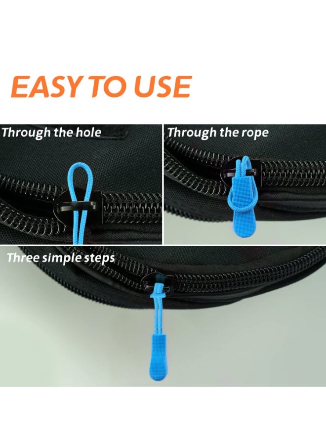 Mordely Zipper Pulls (50 Pcs Blue) - Nylon Cord Zipper Tag Replacement for Clothes, Backpacks, Jackets, Suitcases, Wallets, Handbags  - Image 5