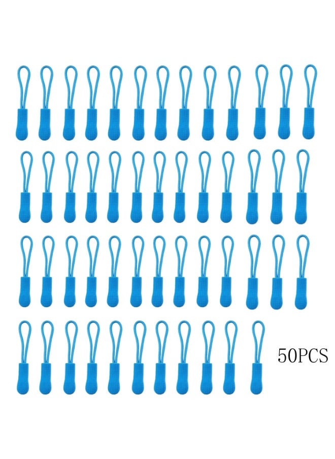 Mordely Zipper Pulls (50 Pcs Blue) - Nylon Cord Zipper Tag Replacement for Clothes, Backpacks, Jackets, Suitcases, Wallets, Handbags  - Image 1