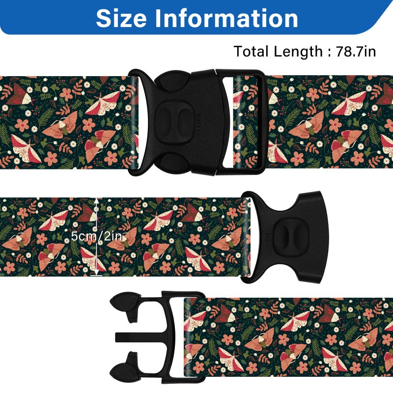 ZHOMA 2 Pack Luggage Straps for Suitcases, Adjustable Travel Belt with Double Lock and Quick Release Buckle, Heavy Duty Nylon Bag Packing Strap, Unique Business Travel Accessories-Flower Butterfly - Image 3