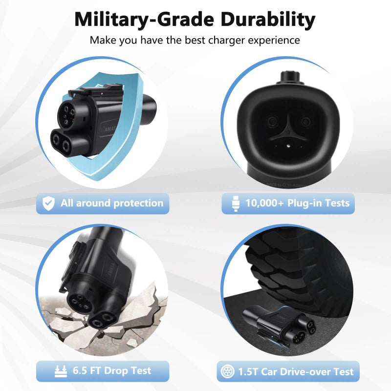 RAMATA fit for Tesla Supercharger to Charge Ford F150 Lightning, Cadillac Lyriq Hyundai ioniq, Mach-E, GM, Rivian, Mercedes NACS to CCS Adapter 500A DC Fast Charging More CCS1 Electric Vehicle - Image 5