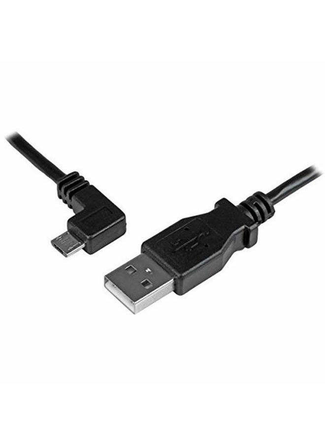StarTech 2m 6 ft Micro-USB Charge-and-Sync Cable - Left-Angle Micro-USB - M/M - USB to Micro USB Charging Cable - 24 AWG (USBAUB2MLA) Black  - Image 1