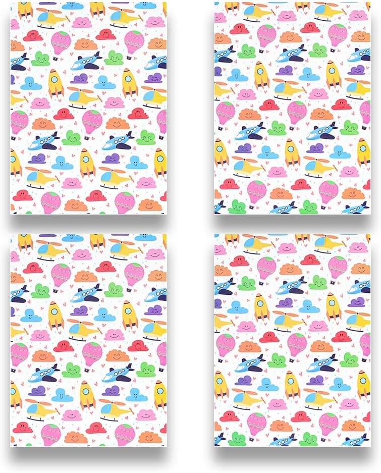 Winterworm Birthday Gift Wrapping Paper for Kids Boys GirlsAirplane Hotair Balloon Rocket Cartoon Sky Wrapping Paper 4 Folded Sheets Colorful Paper for Baby Showers Christmas Party Gift Wrap Paper2820 Inch - Image 3
