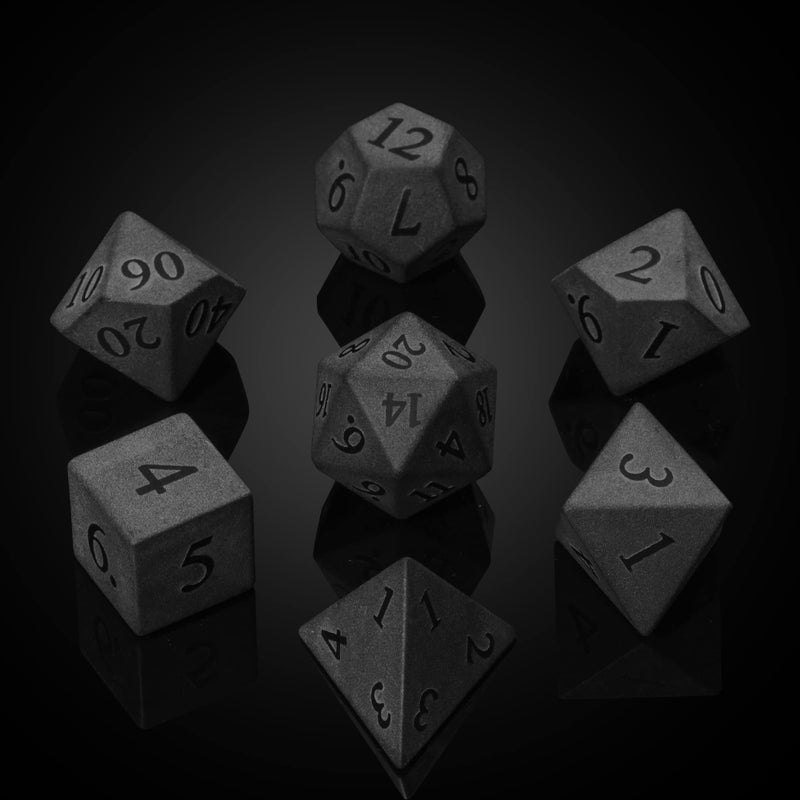 UDIXI Obsidian Gemstone Dice Set 7PCS Stone DND Dice with Gift Case for Role Playing Game and Other Tabletop Games Frosted Obsidian - Image 3