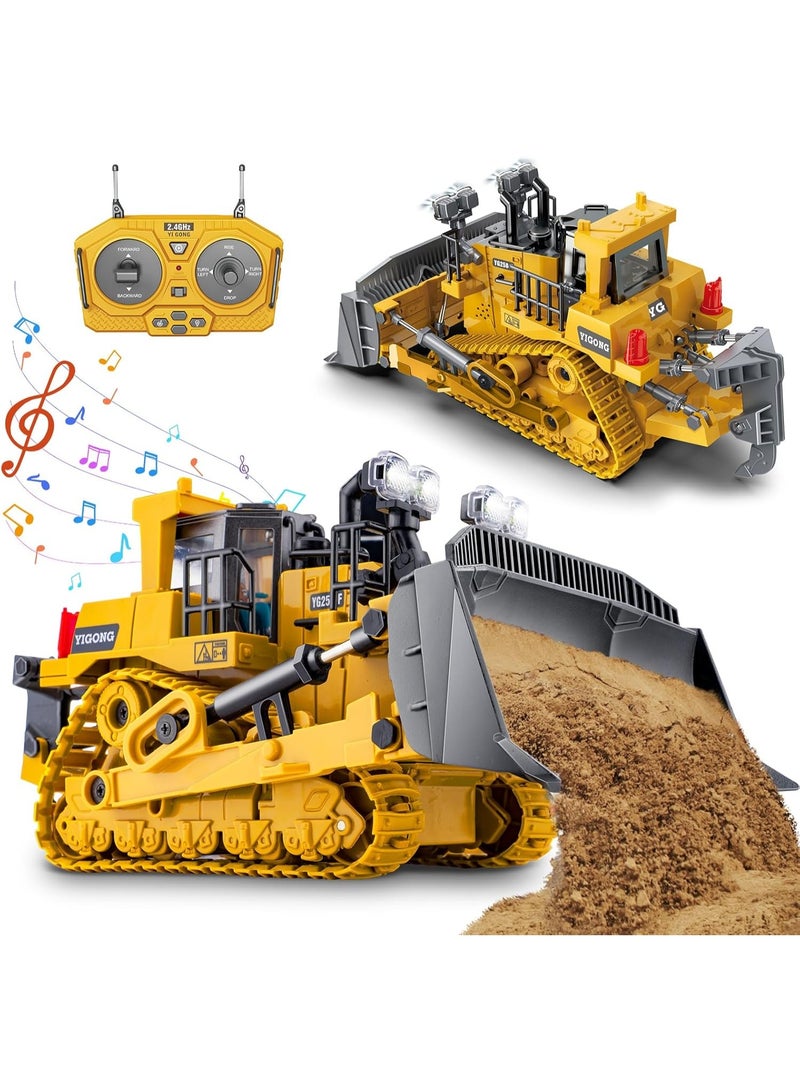 JAJEEK Remote Control Bulldozer – Full Metal Electric Tractor Loader Construction Truck with LED Lights & Sound, Durable RC Engineering Toy for Kids Boys Ages 7–12, Birthday Gift - Image 1