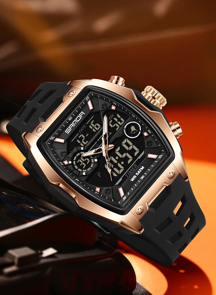 Sanda Men Electronic Watch Big Dial Sports LED Analog Digital Dual Display Man Wristwatch - Image 4