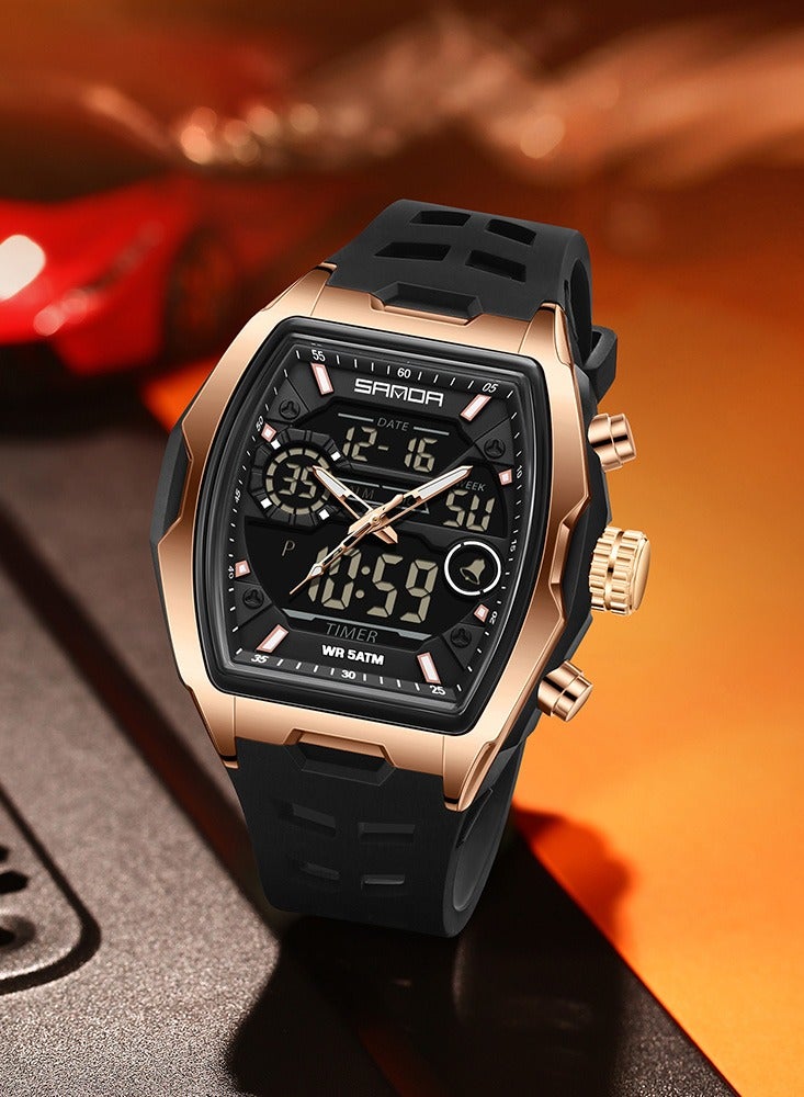 Sanda Men Electronic Watch Big Dial Sports LED Analog Digital Dual Display Man Wristwatch - Image 2