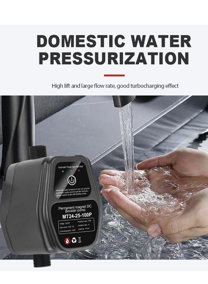 Water Booster Pump, 24V Automatic Shower Water Pressure Booster Pump, 150W Portable Water Pump Household with Flow Switch for Bathroom Shower Kitchen Toilet Garden Heater Black - Image 5