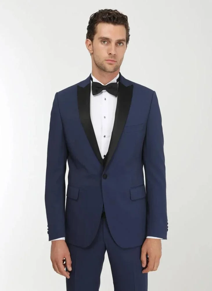 Kip Saks Plain Slim Fit Detachable Collar Weaving Tuxedo With West