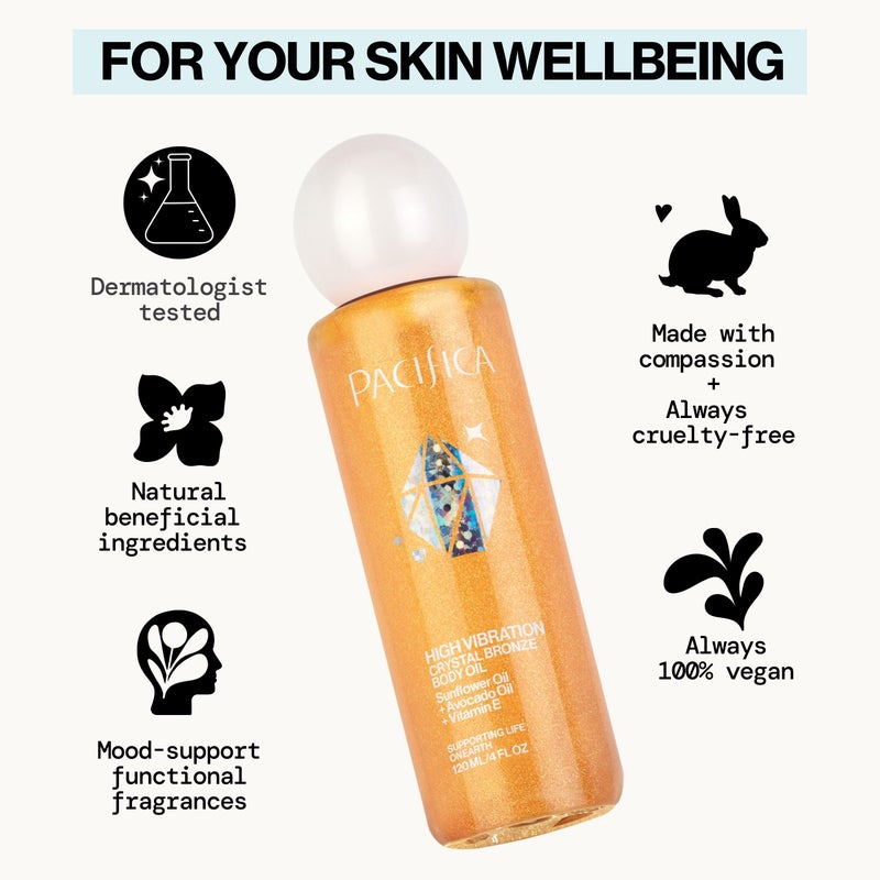 Pacifica Bronzing Body Oil â€“ Crystal Bronze Shimmering Oil for Natural Sun-Kissed Glow, Hydrating Body Illuminator, Vanilla Coconut Scent, Vegan & Cruelty-Free, Clean Beauty, 4 fl oz - Image 5