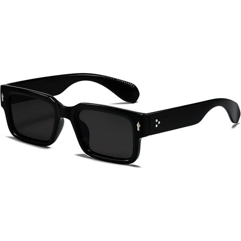 EYLRIM Square Frame Sunglasses for Women Men Trendy Chunky Rectangle Sun Glasses Black Shades UV400 Protection - Image 1