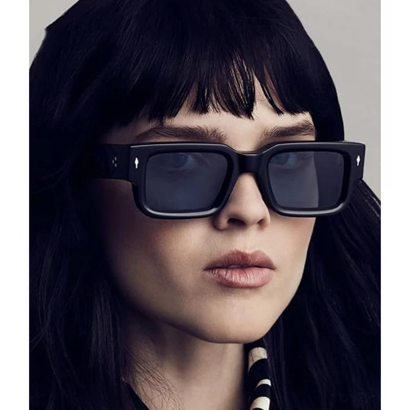 EYLRIM Square Frame Sunglasses for Women Men Trendy Chunky Rectangle Sun Glasses Black Shades UV400 Protection - Image 3