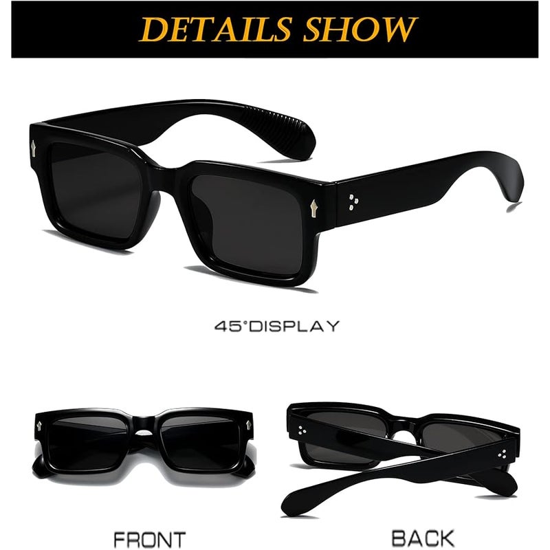 EYLRIM Square Frame Sunglasses for Women Men Trendy Chunky Rectangle Sun Glasses Black Shades UV400 Protection - Image 5