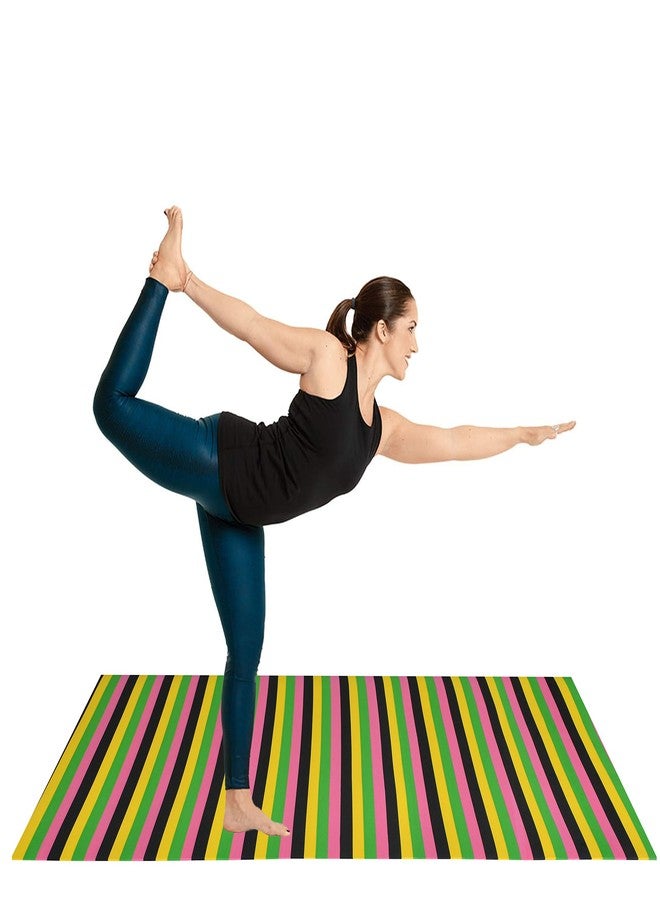 TIB® Yoga Mat for Yoga Exercise and Gym Workout with Carry Bag, Anti-Slip/Anti Skid Yoga Mat for Men & Women Fitness, 4MM Thickness, Green Striped - Image 5