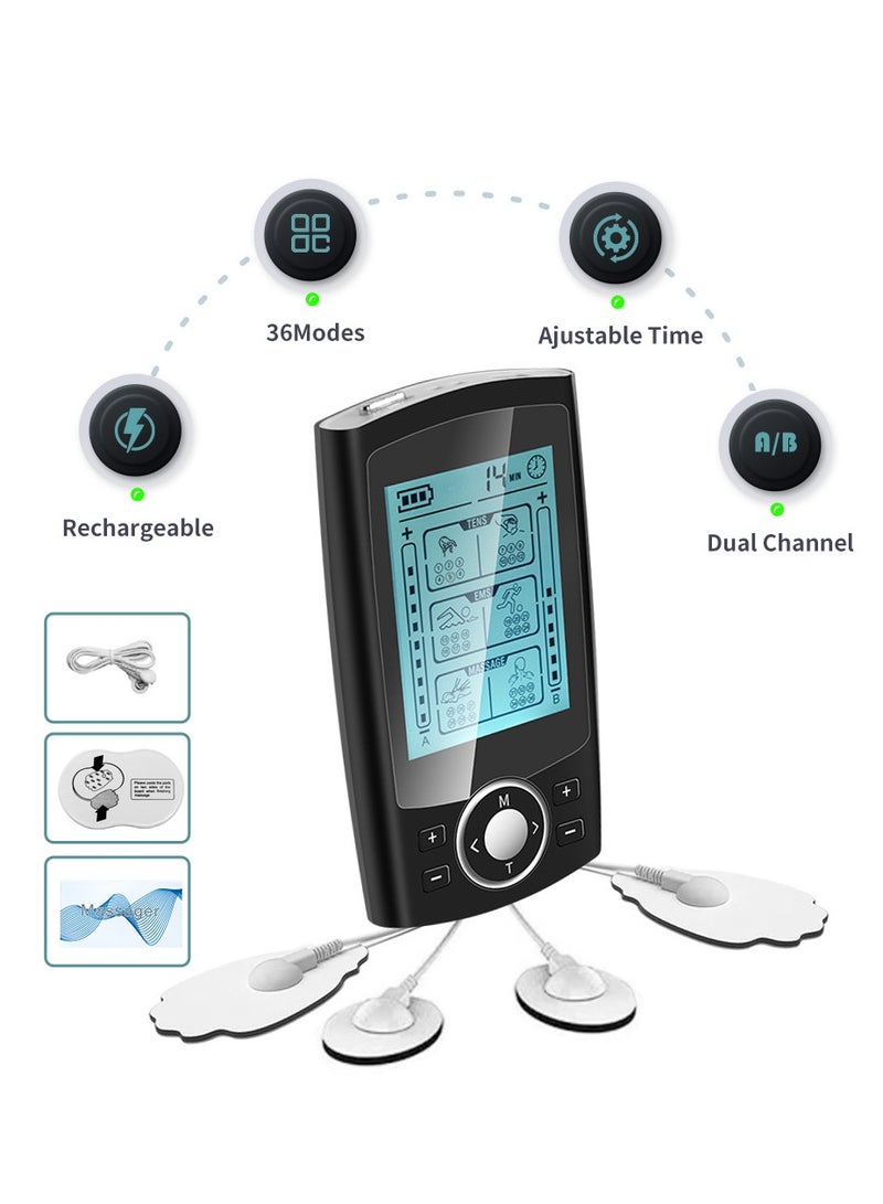 MHD Tens Unit Muscle Stimulator for Back Pain Relief, 36 Modes Digital Electrical Full Body Massager, Pulse Stimulator Pads, Muscle Stimulator Pain Fatigue Relief For women and Men - Image 4