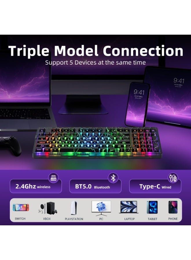 زورنر لوحة مفاتيح ميكانيكية لاسلكية ZORNHER ZH980، لوحة مفاتيح ناعمة الملمس بنسبة 95% مع لوحة أرقام، أغطية مفاتيح Lightning للكمبيوتر الشخصي، لوحة مفاتيح ألعاب مخصصة قابلة للتبديل السريع، مفاتيح خطية ناعمة الملمس، الحجم الكامل، 2.4 جيجاهرتز/USB-C/BT5.0 - Image 3