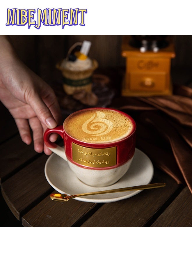 NIBEMINENT Middle Eastern-Inspired Ceramic Coffee Cup with Copper Accent - Insulated, Reusable, Perfect for Home & Holiday Gifts  - Image 3