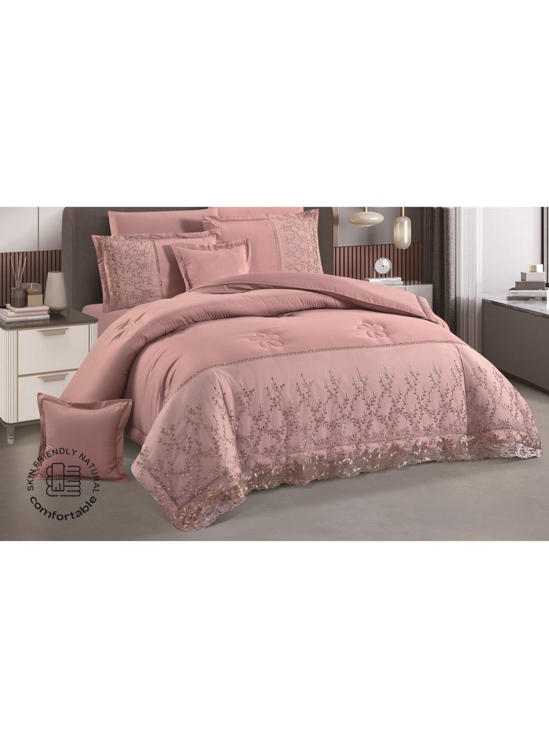 مارك مفرش نفرين فخم ملكي عرائسي نفرين بتصميم الدانتيل من خامه الميكروفايبر مقاس 240*260 سم - Image 1