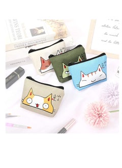 Excefore Women Wallet, Cute Coin Purse 4 Pieces, with Zipper Portable Coin Pouch Purse for Women Girl Credit Card ID Card Keys Headset Lipstick, Waterproof Oxford Cloth, Creative Clutch Key Case (Cat Style)  - Image 2