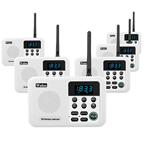 Wuloo Intercoms Wireless for Home 1 Mile Range 22 Channel 100 Digital Code Display Screen, Wireless Intercom System for Home House Business Office, Room to Room Intercom Communication (6 Packs, White) - Image 1