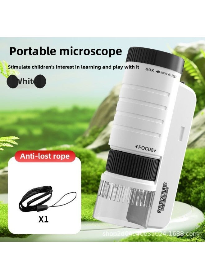 Children's Microscope Handheld Portable Scientific Experiment Suit Outdoor Special Professional Student Edition Educational Toys-Specifications:Portable-microscope 【black And White】  - Image 1