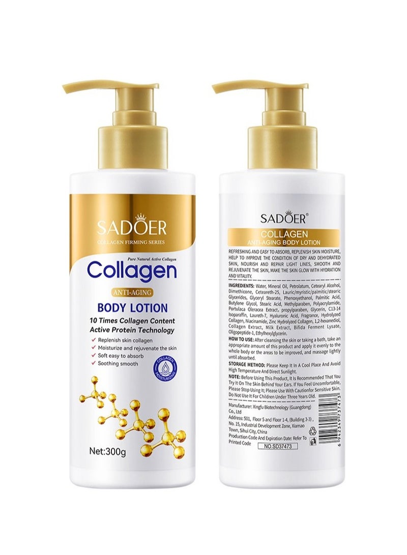 SADOER Collagen Anti Wrinkle Body Lotion, Nourishing Whitening Moisturizing Skin Care Cream, Fast Absorbing Anti Ageing, Smooth And Soft Skin Repair Cream To Remove Darkness 300g - Image 1