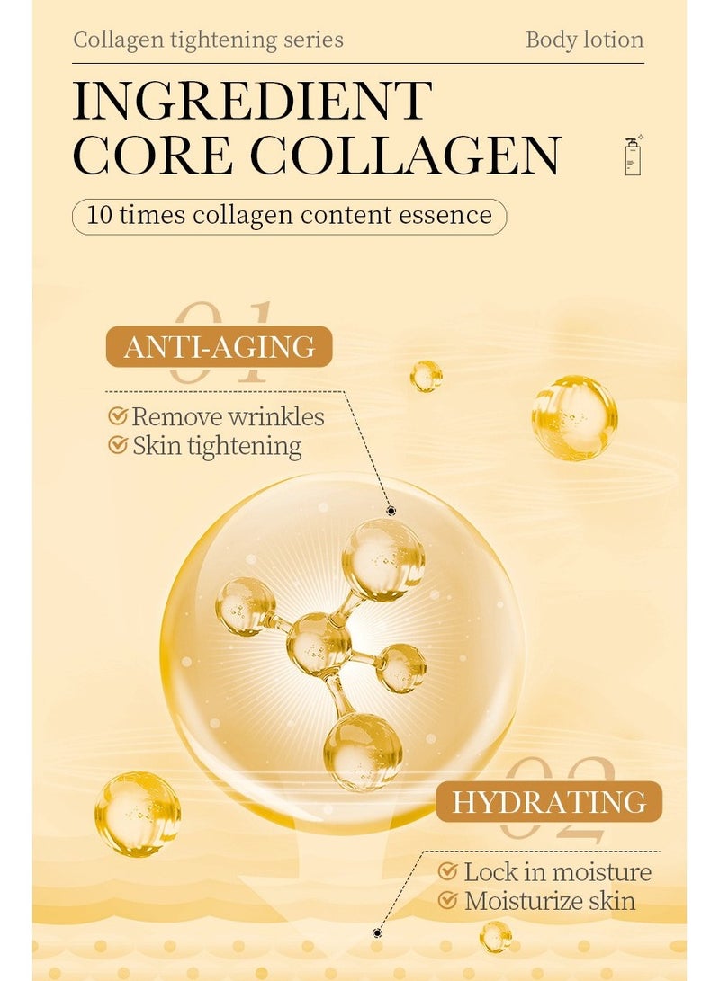 SADOER Collagen Anti Wrinkle Body Lotion, Nourishing Whitening Moisturizing Skin Care Cream, Fast Absorbing Anti Ageing, Smooth And Soft Skin Repair Cream To Remove Darkness 300g - Image 4