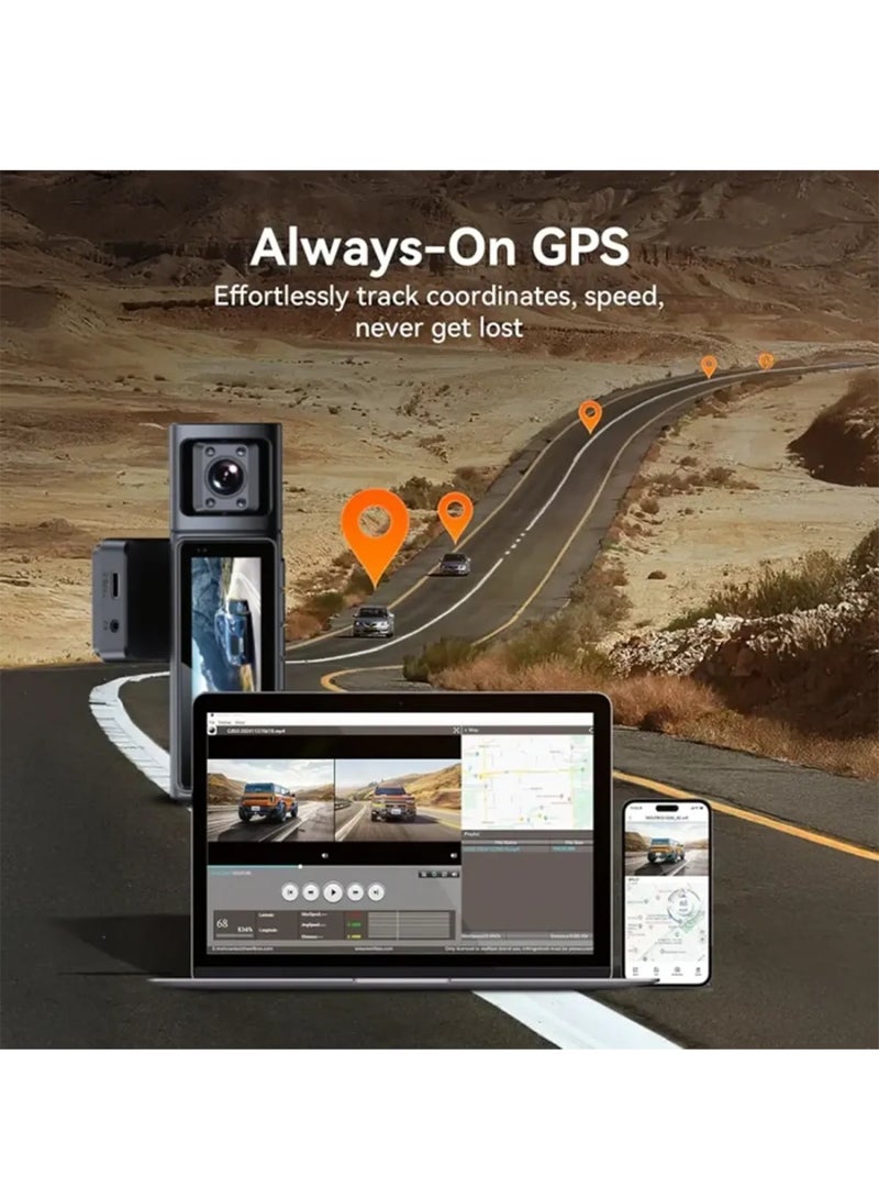 توبيز كاميرا سيارة صغيرة من توبي K1000 3CHs بدقة 4K، مزودة بثلاث كاميرات أمامية وداخلية وخلفية، وشاشة IPS مقاس 3.2 بوصة، وواي فاي، ومستشعر تسارع، وتسجيل دوري، ومساعدة ركن السيارة، ودعم سعة تخزين 256 جيجابايت - DASH CAM K1000 - Image 5