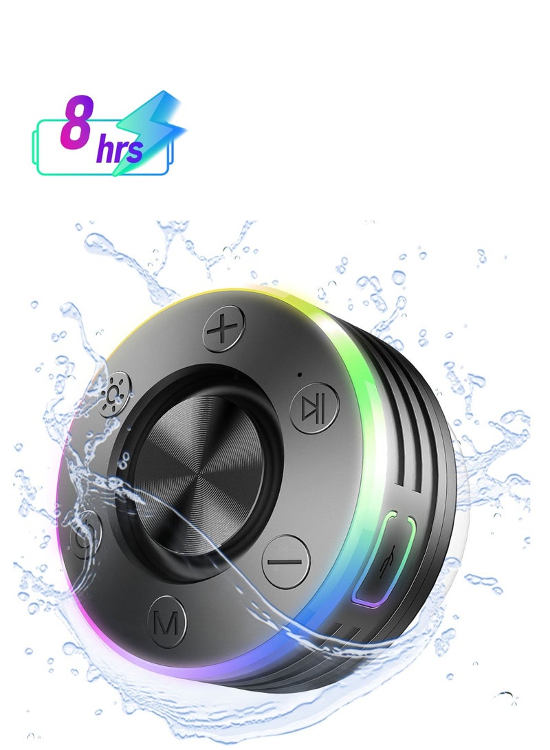 General Bluetooth Shower Speaker, Portable Shower Speakers Wireless Bluetooth 5.2 with Time Display, Bluetooth Speakers with RGB Light Show, Suction Cup, Waterproof IP8, 360° Stereo Sound  - Image 1