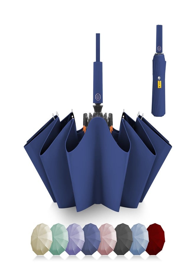 Zeproage UPF 50+ UV Protection Inverted Umbrella, Windproof, Automatic Open & Close, Folding Canopy with Reflective Stripe, Durable 10 Ribs, Portable for Travel, for Rain and Sun, .Navy (Not Inverted - Image 1