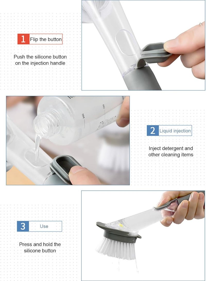 Soap dispenser bowl brush storage set, including 1 handle, 2 bristles, and 2 sponges, with a utensil stick/pan/pot/sink with replaceable kitchen utensil brush and dishwashing paste  - Image 3