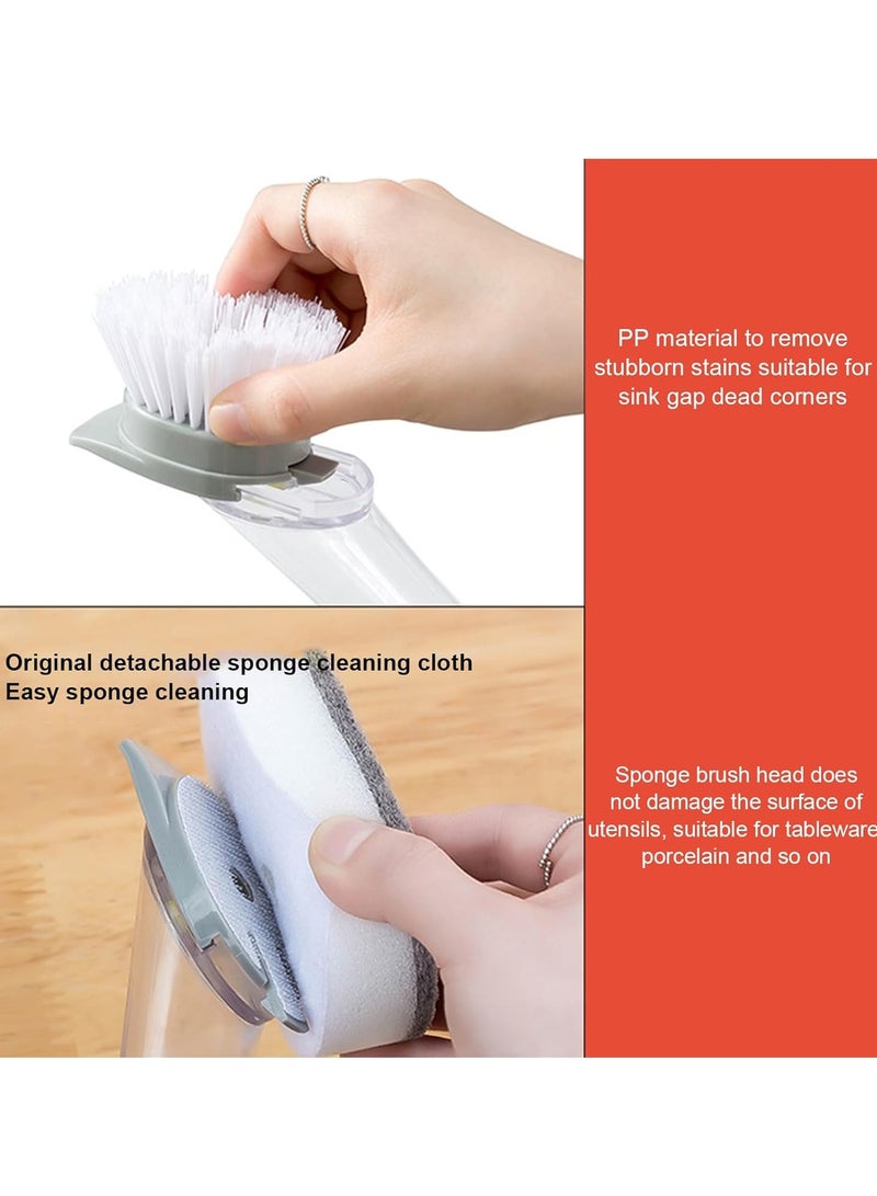 Soap dispenser bowl brush storage set, including 1 handle, 2 bristles, and 2 sponges, with a utensil stick/pan/pot/sink with replaceable kitchen utensil brush and dishwashing paste  - Image 4