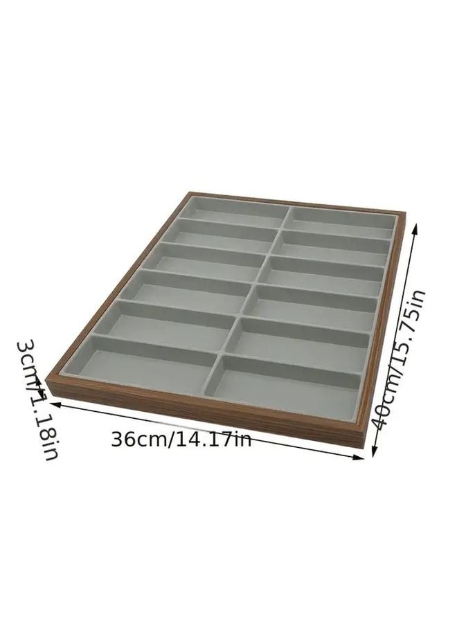 2pcs Walnut Grain Wood Glasses Storage Box With White Interior Display Case - Image 3