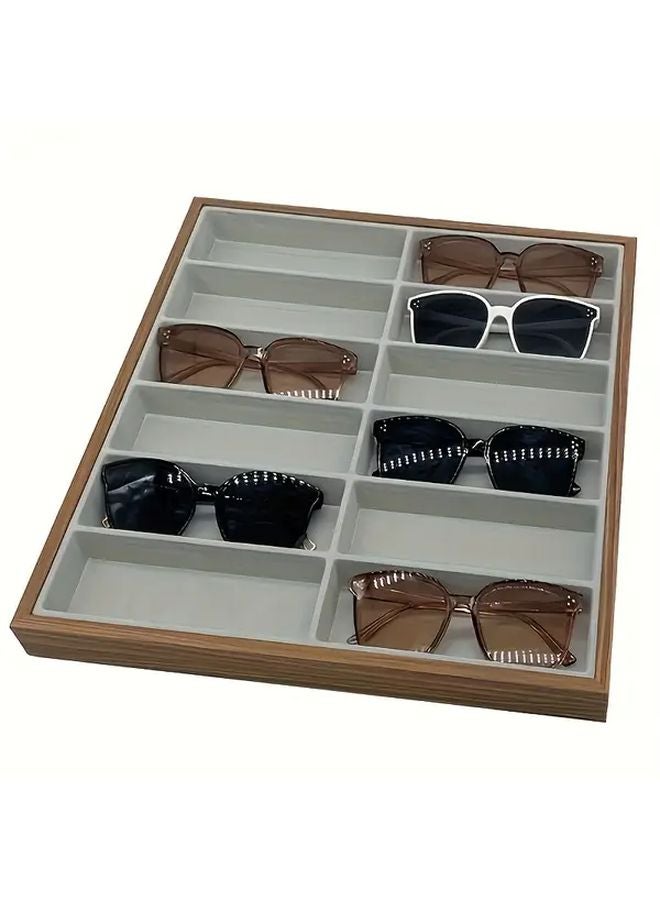 2pcs Walnut Grain Wood Glasses Storage Box With White Interior Display Case - Image 5