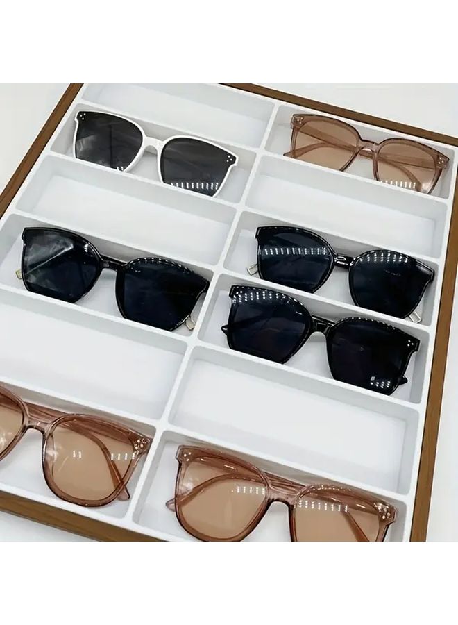 2pcs Walnut Grain Wood Glasses Storage Box With White Interior Display Case - Image 4