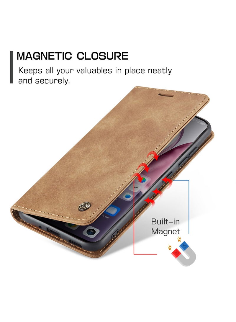 CaseMe Phone Case Luxury PU Leather Design 013 Flip Cover Card Slot Holder Cover For  Honor X9C / Honor x60 Pro (Brown) - Image 2