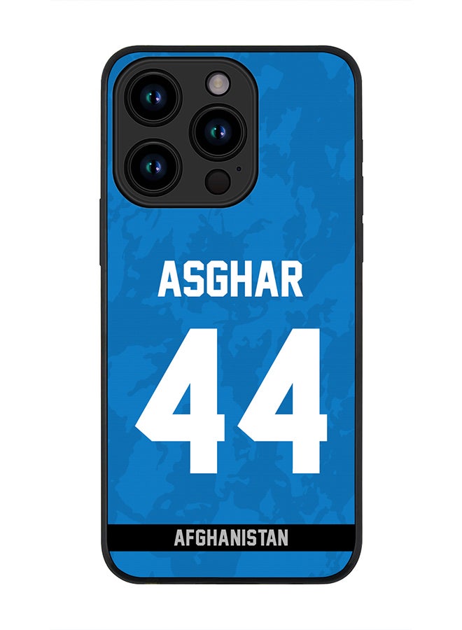 Stylizedd Cover for iPhone 15 Pro Case , Rugged Black Slim fit Soft Flexible Thin Protective Phone Cases - Player Name - Asghar Afghan, Jersey Number- 44 - Image 1