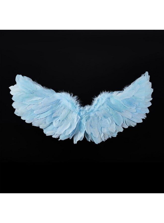 XIAXAIXU Kids Girls Feather Fairy Wings Princess Stage Show Halloween Costume Angel Wings With Crown And Wand Party Dress Up (Blue, 65 * 35Cm) - Image 2