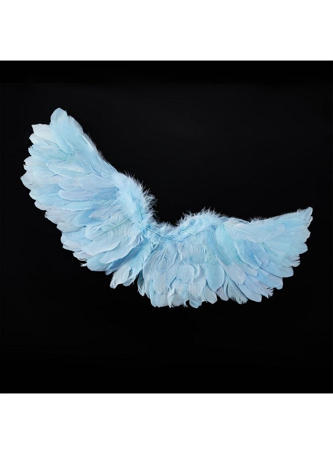 XIAXAIXU Kids Girls Feather Fairy Wings Princess Stage Show Halloween Costume Angel Wings With Crown And Wand Party Dress Up (Blue, 65 * 35Cm) - Image 4