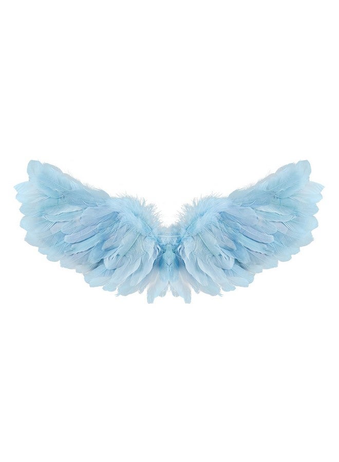 XIAXAIXU Kids Girls Feather Fairy Wings Princess Stage Show Halloween Costume Angel Wings With Crown And Wand Party Dress Up (Blue, 65 * 35Cm) - Image 1