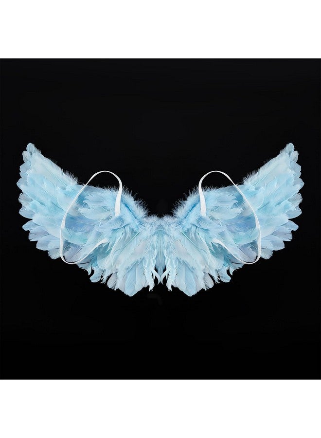 XIAXAIXU Kids Girls Feather Fairy Wings Princess Stage Show Halloween Costume Angel Wings With Crown And Wand Party Dress Up (Blue, 65 * 35Cm) - Image 3