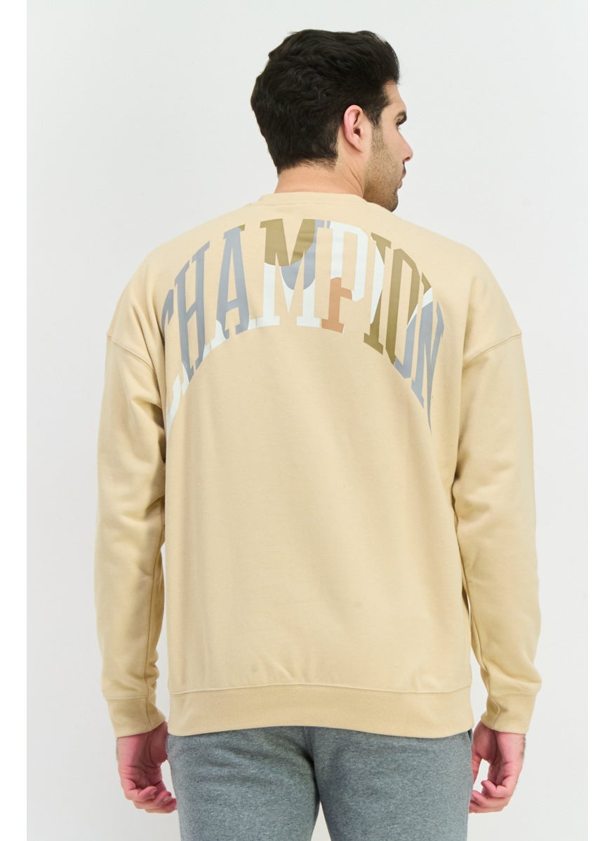 Champion Men Sportswear Fit Long Sleeve Outdoor Sweatshirts, Beige Combo  - Image 2