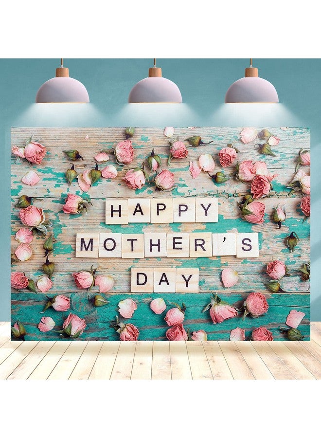 Rsuuinu Happy Mother'S Day Backdrop Flowers Wooden Pink Floral Photography Background For Mom Festival Party Banner Decorations Supplies Photo Shoot Party Banner Wallpaper Studio Props 7X5Ft - Image 1