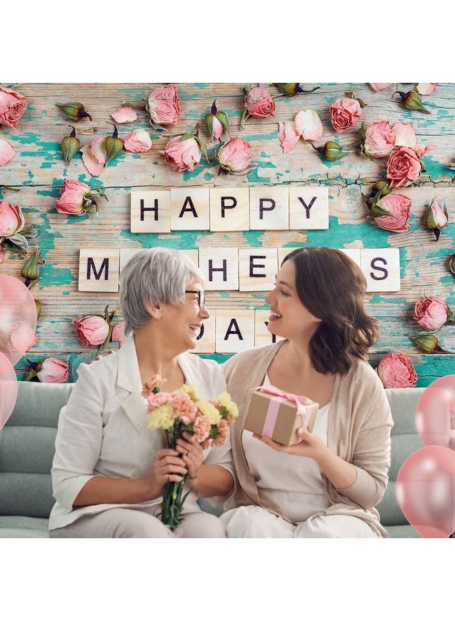 Rsuuinu Happy Mother'S Day Backdrop Flowers Wooden Pink Floral Photography Background For Mom Festival Party Banner Decorations Supplies Photo Shoot Party Banner Wallpaper Studio Props 7X5Ft - Image 3