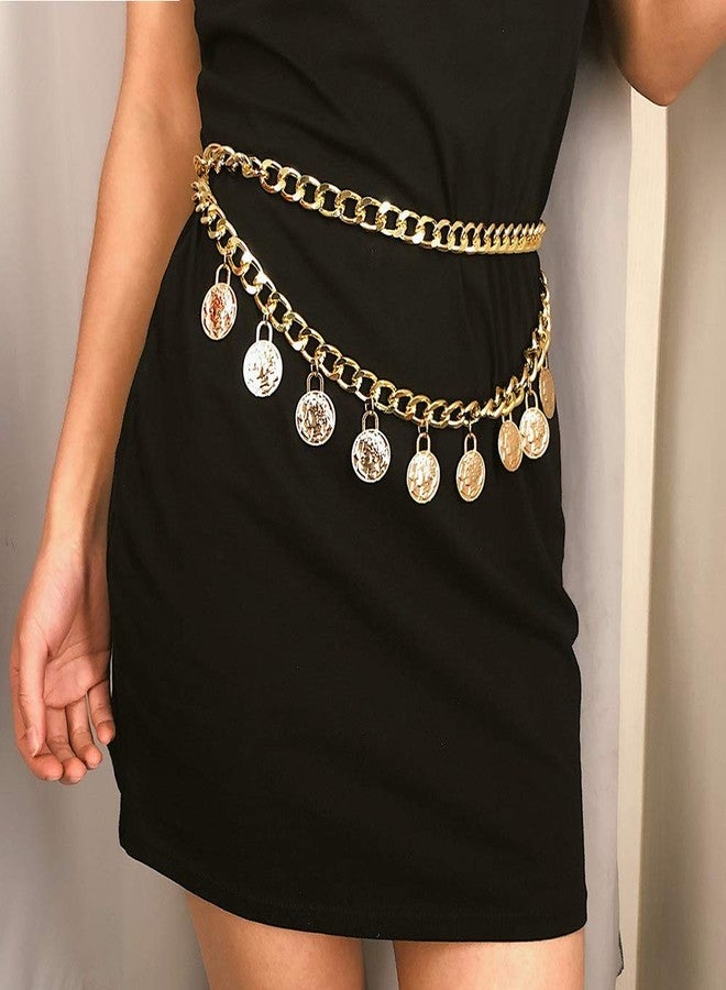 Xerling Coin Tassel Belly Chain Dangling Coin Waist Chain for Women Girls Adjustable Chunky Body Chains Layered Jewelry (Gold) - Image 1