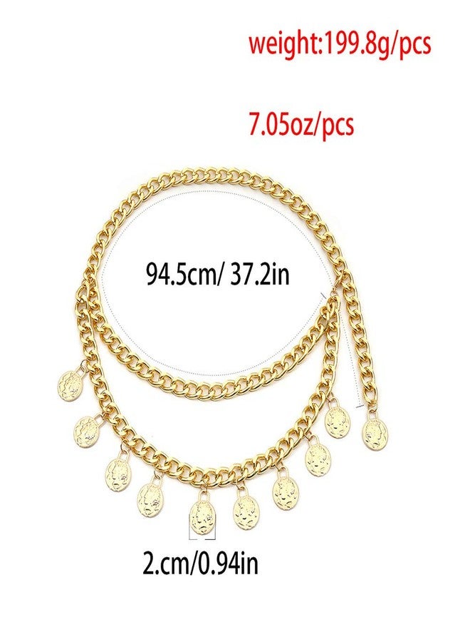 Xerling Coin Tassel Belly Chain Dangling Coin Waist Chain for Women Girls Adjustable Chunky Body Chains Layered Jewelry (Gold) - Image 4