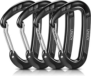 Unijoy Carabiner Clips, 4 Pack, 12KN Heavy Duty Wiregate Carabiners for Camping Hiking Hammock etc, Small Aluminium - Image 1