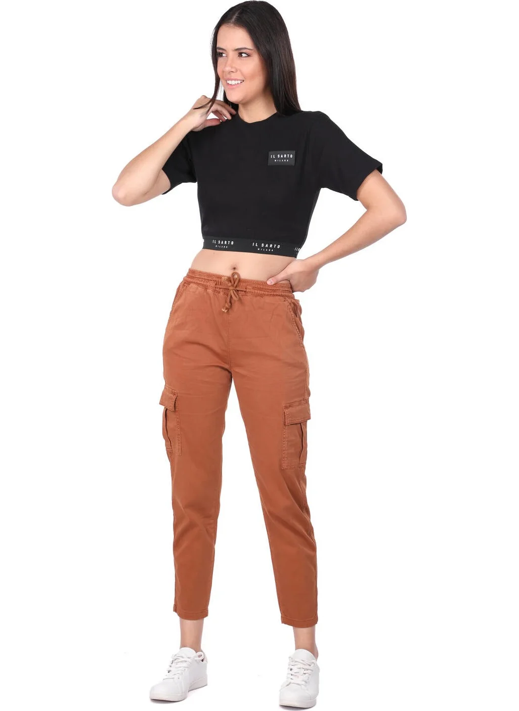 Banny Jeans Elastic Waist Cargo Pocket Jeans