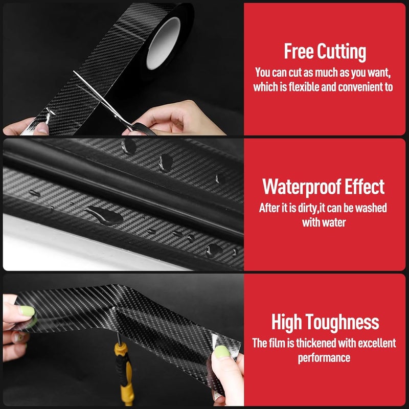Fydun Car Door Edge Film, Black Door Sill Protector Anti-Scratch Sticker, Door Crash Bumper, Protection Tape, Carbon Fiber Strip Sticker Car Door Protector Car Door Guard Car Door Protection(10CM*3M) - Image 5