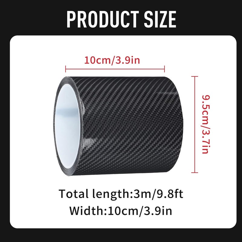 Fydun Car Door Edge Film, Black Door Sill Protector Anti-Scratch Sticker, Door Crash Bumper, Protection Tape, Carbon Fiber Strip Sticker Car Door Protector Car Door Guard Car Door Protection(10CM*3M) - Image 3